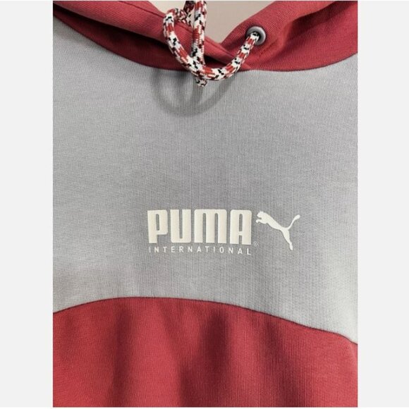 Puma Sweatshirt Women's L Colorblock Drawstring Hoodie Pullover Cropped - Picture 5 of 5